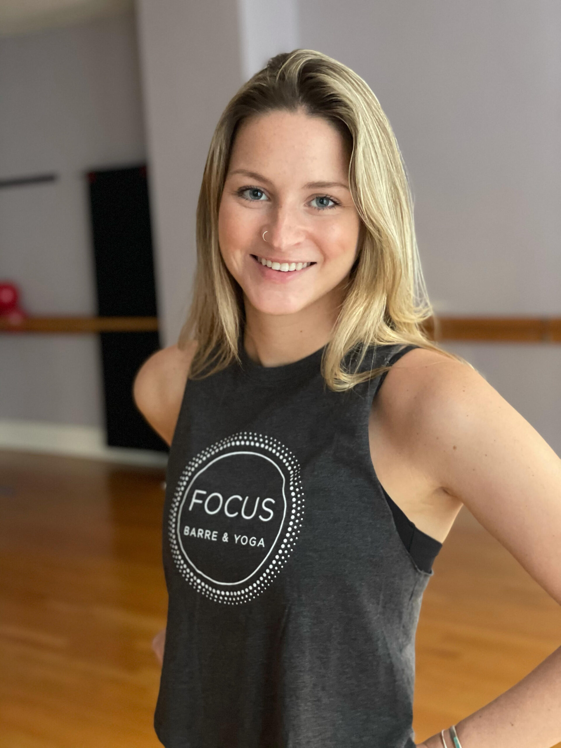 Cat Dillingham, yoga instructor at Focus Barre & Yoga in Philadelphia, PA